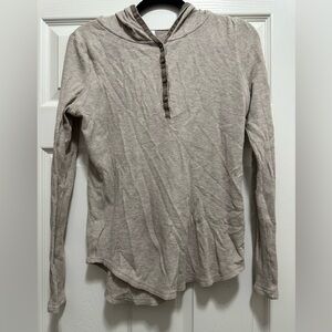 Women's Beige Long Sleeve Henley Top